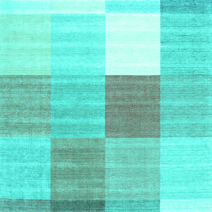 Machine Washable Checkered Turquoise Modern Area Rugs, wshcon1807turq