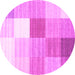 Round Checkered Pink Modern Rug, con1807pnk