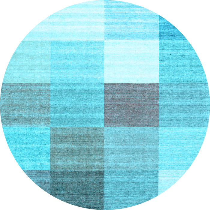 Round Machine Washable Checkered Light Blue Modern Rug, wshcon1807lblu