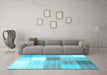 Machine Washable Checkered Light Blue Modern Rug in a Living Room, wshcon1807lblu