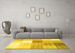 Machine Washable Checkered Yellow Modern Rug in a Living Room, wshcon1807yw