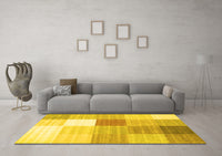 Machine Washable Checkered Yellow Modern Rug, wshcon1807yw