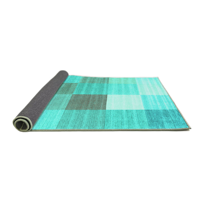 Sideview of Checkered Turquoise Modern Rug, con1807turq