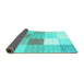 Sideview of Checkered Turquoise Modern Rug, con1807turq