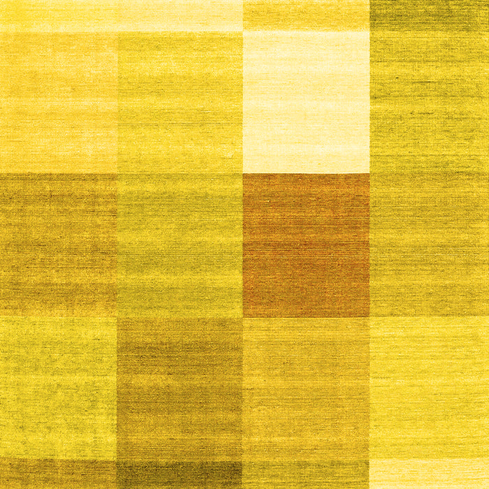 Machine Washable Checkered Yellow Modern Rug, wshcon1807yw