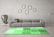 Machine Washable Checkered Emerald Green Modern Area Rugs in a Living Room,, wshcon1807emgrn