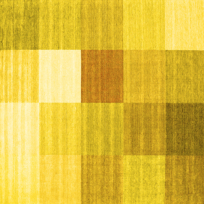 Square Machine Washable Checkered Yellow Modern Rug, wshcon1807yw