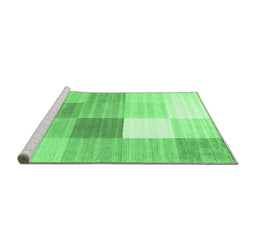 Sideview of Machine Washable Checkered Emerald Green Modern Area Rugs, wshcon1807emgrn