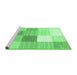 Sideview of Machine Washable Checkered Emerald Green Modern Area Rugs, wshcon1807emgrn