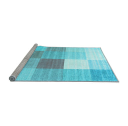 Sideview of Machine Washable Checkered Light Blue Modern Rug, wshcon1807lblu