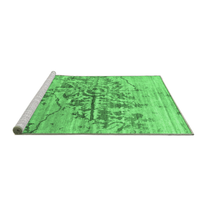 Sideview of Machine Washable Abstract Emerald Green Contemporary Area Rugs, wshcon1808emgrn