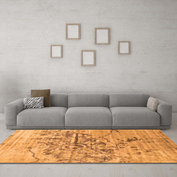 Machine Washable Abstract Orange Contemporary Area Rugs in a Living Room, wshcon1808org