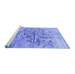 Sideview of Machine Washable Abstract Blue Contemporary Rug, wshcon1808blu