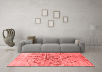 Machine Washable Abstract Red Contemporary Rug, wshcon1808red