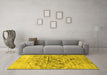 Machine Washable Abstract Yellow Contemporary Rug in a Living Room, wshcon1808yw