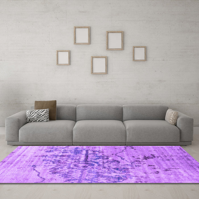 Machine Washable Abstract Purple Contemporary Area Rugs in a Living Room, wshcon1808pur