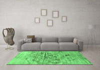 Machine Washable Abstract Emerald Green Contemporary Rug, wshcon1808emgrn