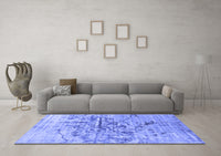 Machine Washable Abstract Blue Contemporary Rug, wshcon1808blu