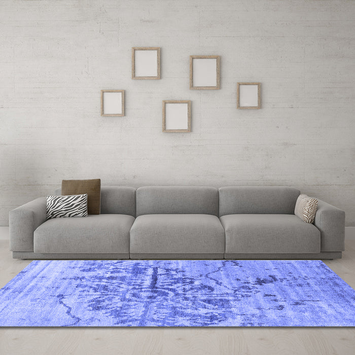 Machine Washable Abstract Blue Contemporary Rug in a Living Room, wshcon1808blu