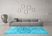 Machine Washable Abstract Light Blue Contemporary Rug in a Living Room, wshcon1808lblu