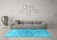 Machine Washable Abstract Light Blue Contemporary Rug, wshcon1808lblu