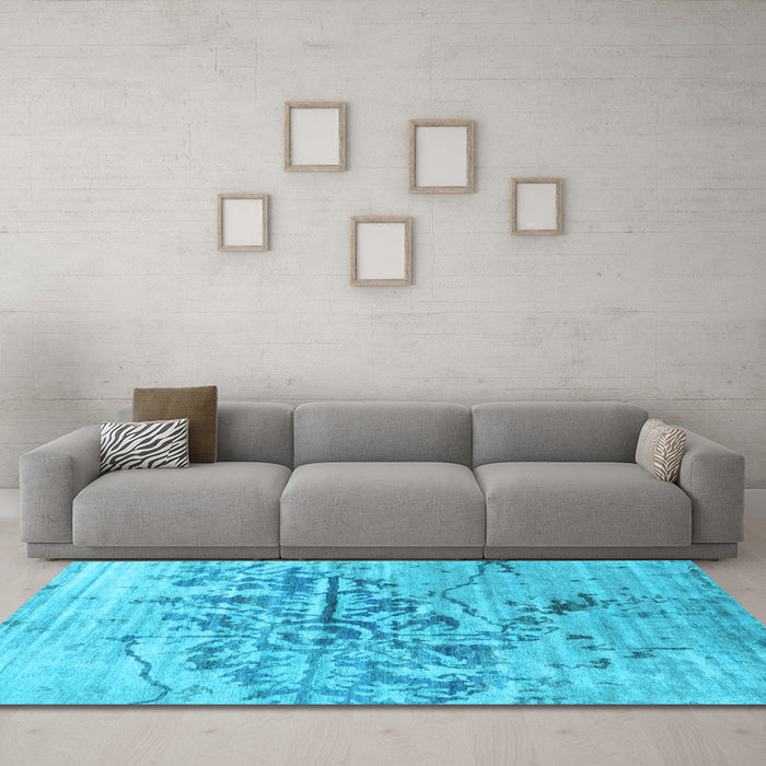 Machine Washable Abstract Light Blue Contemporary Rug in a Living Room, wshcon1808lblu