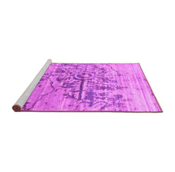 Sideview of Machine Washable Abstract Pink Contemporary Rug, wshcon1808pnk