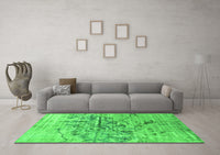 Machine Washable Abstract Green Contemporary Rug, wshcon1808grn