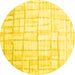 Round Machine Washable Abstract Yellow Contemporary Rug, wshcon1809yw