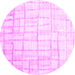 Round Machine Washable Abstract Pink Contemporary Rug, wshcon1809pnk