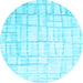 Round Machine Washable Abstract Light Blue Contemporary Rug, wshcon1809lblu