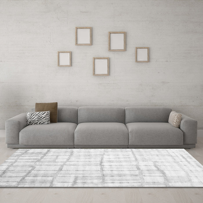 Machine Washable Abstract Gray Contemporary Rug in a Living Room,, wshcon1809gry