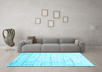 Machine Washable Abstract Light Blue Contemporary Rug, wshcon1809lblu