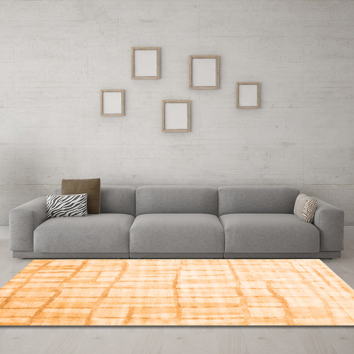 Machine Washable Abstract Orange Contemporary Area Rugs in a Living Room, wshcon1809org