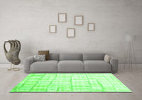 Machine Washable Abstract Green Contemporary Rug, wshcon1809grn