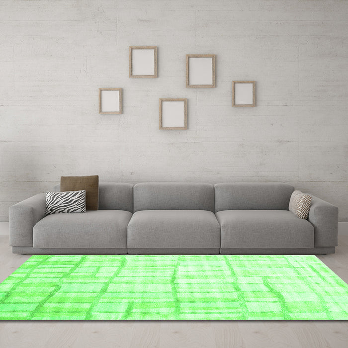 Machine Washable Abstract Green Contemporary Area Rugs in a Living Room,, wshcon1809grn