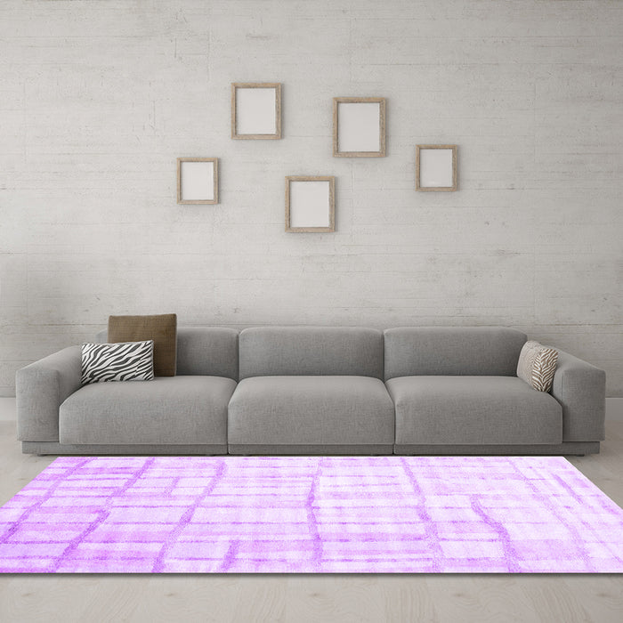 Machine Washable Abstract Purple Contemporary Area Rugs in a Living Room, wshcon1809pur