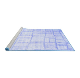 Sideview of Machine Washable Abstract Blue Contemporary Rug, wshcon1809blu