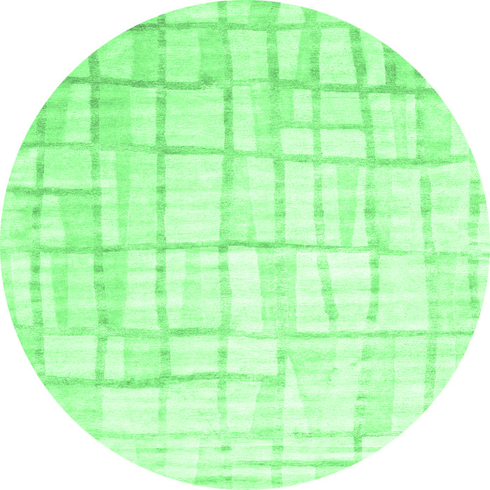 Round Machine Washable Abstract Emerald Green Contemporary Area Rugs, wshcon1809emgrn