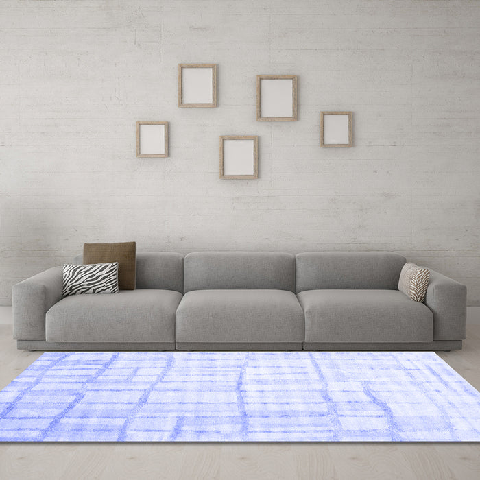 Machine Washable Abstract Blue Contemporary Rug in a Living Room, wshcon1809blu