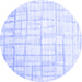 Round Abstract Blue Contemporary Rug, con1809blu