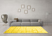 Machine Washable Abstract Yellow Contemporary Rug in a Living Room, wshcon1809yw