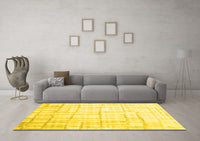 Machine Washable Abstract Yellow Contemporary Rug, wshcon1809yw