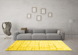 Machine Washable Abstract Yellow Contemporary Rug in a Living Room, wshcon1809yw