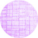 Round Machine Washable Abstract Purple Contemporary Area Rugs, wshcon1809pur