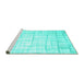 Sideview of Machine Washable Abstract Turquoise Contemporary Area Rugs, wshcon1809turq