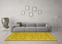 Machine Washable Abstract Yellow Contemporary Rug, wshcon180yw