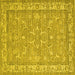 Square Machine Washable Abstract Yellow Contemporary Rug, wshcon180yw