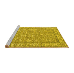 Sideview of Machine Washable Abstract Yellow Contemporary Rug, wshcon180yw