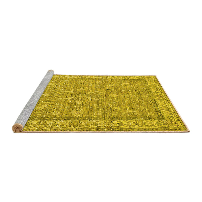 Sideview of Machine Washable Abstract Yellow Contemporary Rug, wshcon180yw